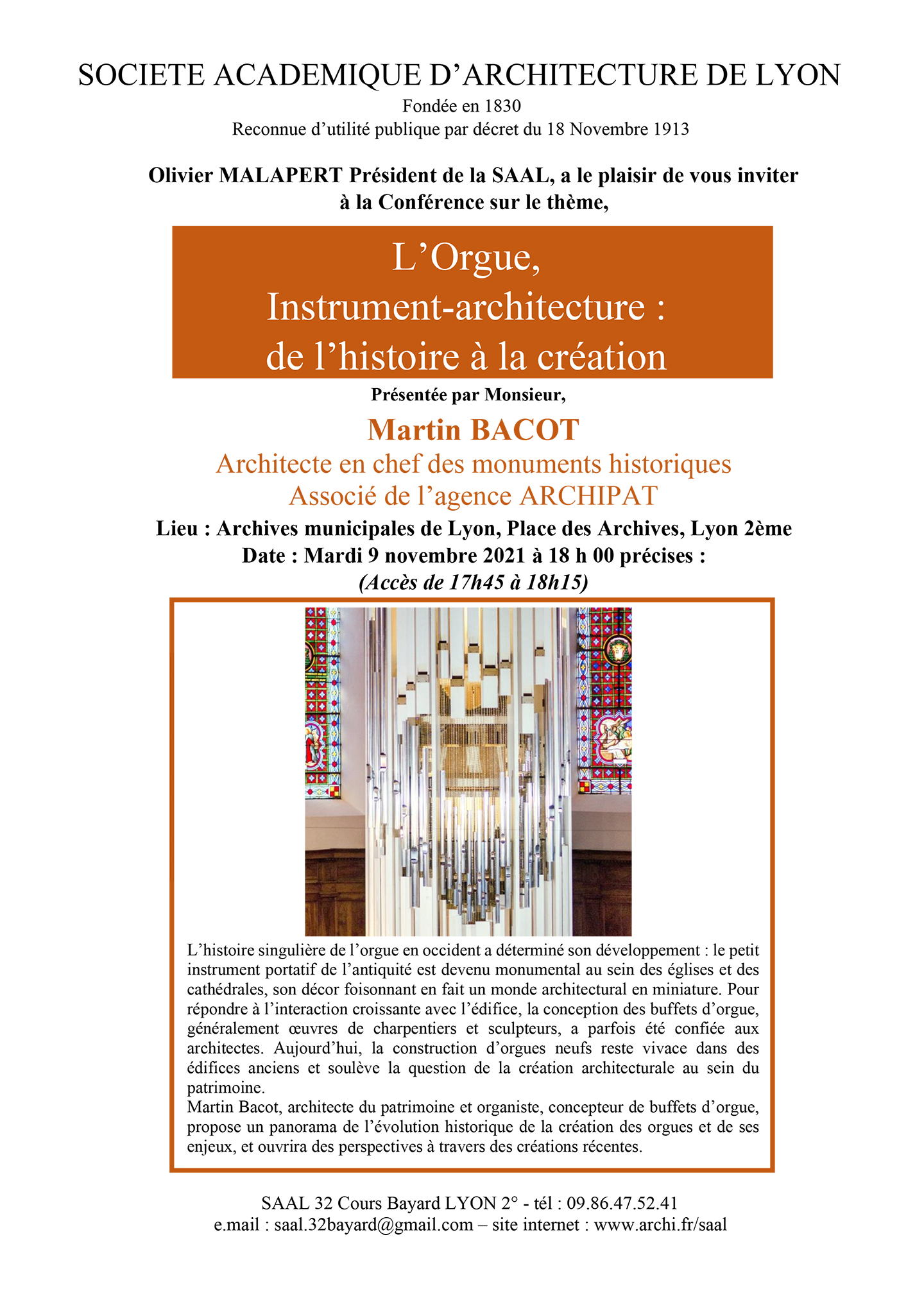Conférence « L’Orgue, Instrument-architecture : de l’histoire à la création »